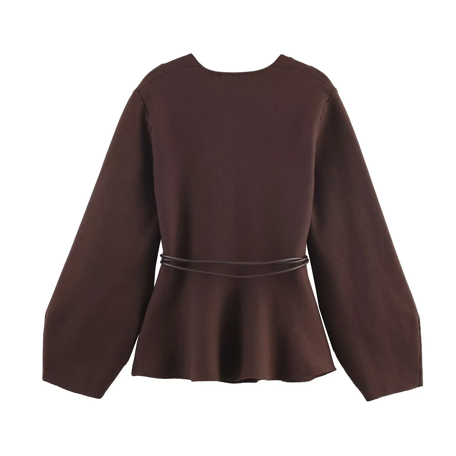 Giacca Kimono Donna con Cintura Marrone - Image 2